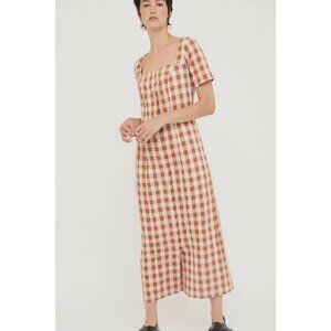RITA ROW Maria Dress Brown Check Size Medium NWT